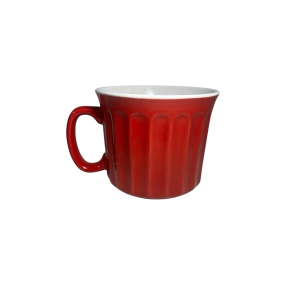 Royal Norfolk Large Coffee Mug Oversized Cup Ceramic Red Ribbed - Picture 4 of 11